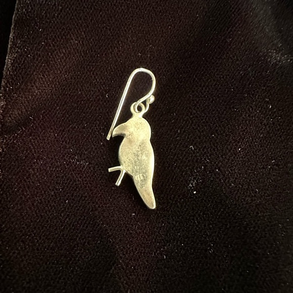 Peruvian Silver Lapiz Lazuli Inlay Parrot Bird Earrings - Picture 5 of 6